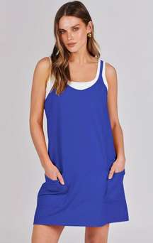 Royal Blue Sleeveless Romper Dress W/ Built In bra & Shorts, Adjustable Straps, Medium