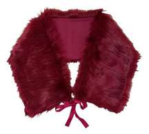 NWT NY&CO New York & Company Faux Fur Stole Wrap Shawl Burgundy