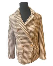 Women’s Houndstooth Blazer Beige Size Medium