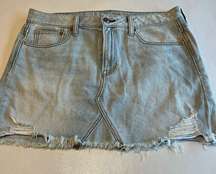 American Eagle Womens Skirt SIze 10‎ Blue Denim Mini Distressed Mini Skirt