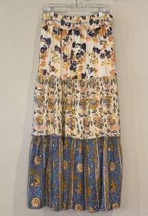 Flint & Moss maxi skirt smocked pull on waist floral mixed print L