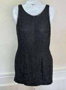 BLACKTIE by Oleg Cassini Black Beaded sleeveless racer back dress SZ 4 GORGEOUS!