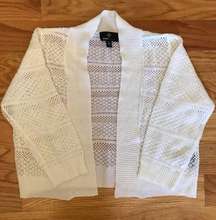 Womens White Open Front Long Sleeve Cardigan Size 3X