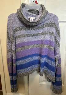 Soft Cowl Neck Striped Sweater