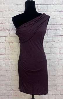 Anthropologie Velvet Purple One Shoulder Knit Bodycon Dress Size M