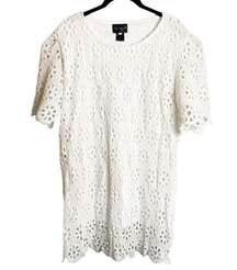 Step In Style - White Flower Power Eyelet Dress - Sz. L