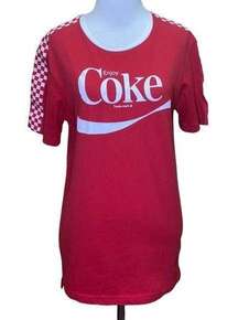 Coca-Cola Enjoy Coke Red Unisex Checkered Sleeves T-Shirt Small