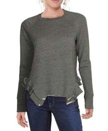 NWT Black Orchid Denim Grey Ruffled Pullover Sweatshirt Size M