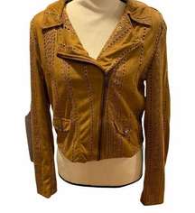 Jaase Anthropologie Cropped Moto Lasercut Jacket