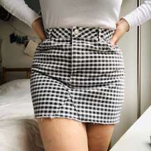 Gingham Denim Miniskirt