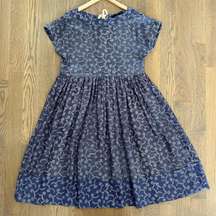 Tricot Comme des Garcons Short Sleeve Printed Dress in Indigo & White Size Small