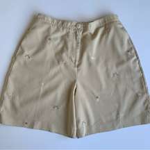 Coral Bay Golf Shorts Tan Embroidered Design Size 30 Sporty Lightweight Preppy