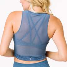 Zyia Active Calm Blue Luxe Strappy Mesh Tank Top