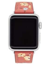 COACH Women's Apple Watch Band Rouge Floral Leather Strap 38 40 41