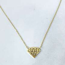 Miss To Mrs 18K Gold Plated Diamond Shaped Necklace