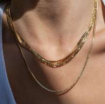 Layered Necklace Set, Gold Chain Necklace, Gold Layer Necklace, Figaro Chain Necklace 