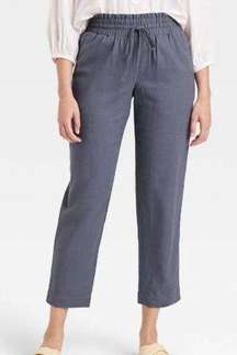 32 Degrees Gray Lavender Crop Linen Pants