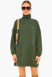 TUCKERNUCK- Pomander Place Porter Dress Forset Green Sweatshirt Dress Pockets