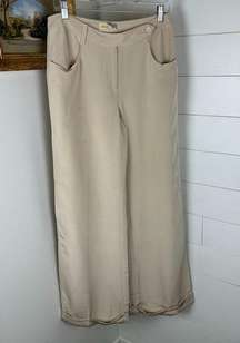 Elizabeth and James Silk Wide Leg Touser Pants Cream Women's Size 6