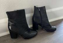 Black Leather Heeled Booties Size 6.5