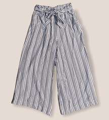 Striped Wide Leg Paperbag Pants