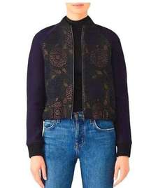 Martin Grant Paris Brocade Bomber Jacket in Blue 4 36 Womens Jacquard Coat