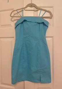 Size Small, Blue Strapless Pants Store Slit Dress, Brand New With Tags, $20