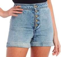 NEW NWT EVERY DILLARD'S High Rise Button Fly Cuffed Denim Shorts Light Wash 6