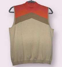 Vintage Kasper Colorblock Tan and Orange Sweater Vest