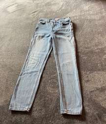 High Rise Ankle Crop Light Blue Jeans ( 25 )