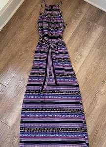 Lorena Rose sleeveless maxi dress Boho lined tie belt colorful women’s size S