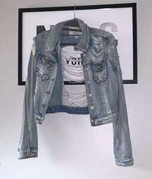 ripped denim jean jacket 