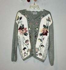 Vintage cottagecore grandmacore floral chunky cardigan sweater