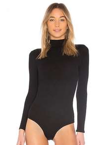 Brooke Turtleneck Bodysuit in Black XS