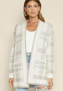 DAYDREAM PLAID POCKETED KNIT CARDIGAN