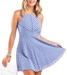 Eyelet Halter Fit Flare Mini Dress XL