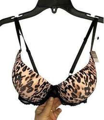 NWT Marilyn Monroe Bra 34C Leopard Animal Print Padded Lined Underwire Molded