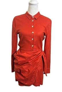 L'Academie  The Adelyn Mini Dress in Cherry Red Front Button Women’s Size XXS