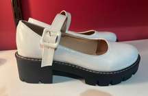 White Platform Mary Janes