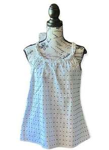 womens annie griffin Elizabeth navy polka dot tie neck pullover tank s