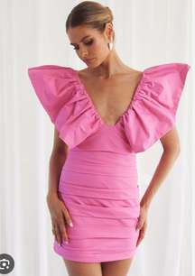 Pink Flutter Sleeve Dress