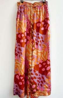 Christian LaCroix Wide Leg Pants Printed Satin Loose Fit Vacation Colorful