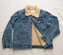 Blue Denim Faux Fur Oversize Trucker Jacket