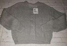 Nwt Belle Du Jour Size Medium Women's Grey Cable Knit Chunky Sweater