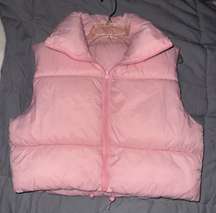 Pink Puffer Crop Vest