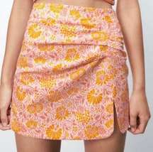 Paisley Pink Linen Mini Scrunch Skirt