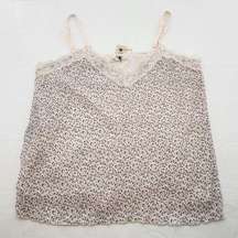 Everleigh Crinkle Floral Tank Cream Lace Trim & Adjustable Straps Womens Size 1X