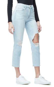 - Good Cuts Skinny Boyfriend Jeans Light Wash Blown Out Knees