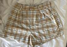 Plaid Elastic Waist Dress Shorts