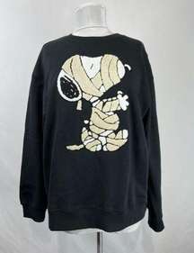 Forever 21‎ x Peanuts Snoopy Mummy Halloween Pullover Sweatshirt Size M Black